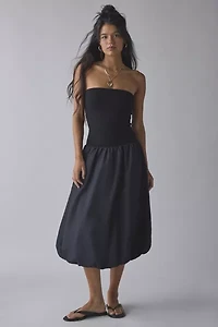 UO Nolee Drop Waist Bubble Hem Tube Midi Dress