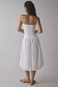 UO Nolee Drop Waist Bubble Hem Tube Midi Dress