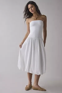 UO Nolee Drop Waist Bubble Hem Tube Midi Dress