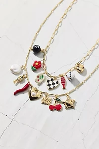 Roll The Dice Layering Charm Necklace Set