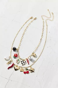 Roll The Dice Layering Charm Necklace Set