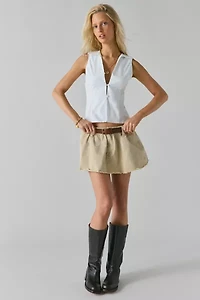 UO Party Girl Cotton-Blend Button Down Sleeveless Shirt