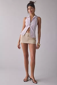UO Party Girl Cotton-Blend Button Down Sleeveless Shirt