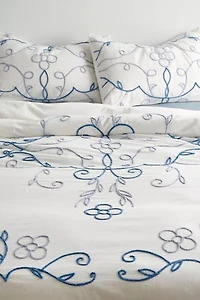 Lola Floral Chenille Embroidered Duvet Cover