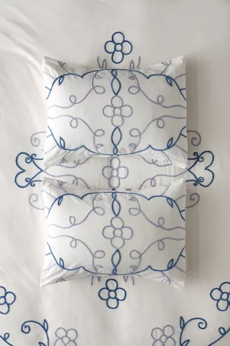 Lola Floral Chenille Embroidered Sham Set