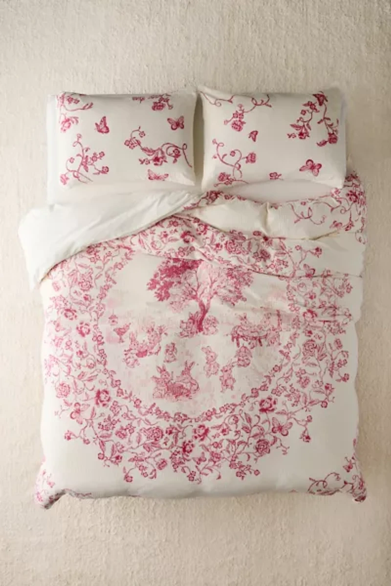 Bunny Toile Patterned Cotton Gauze Duvet Cover
