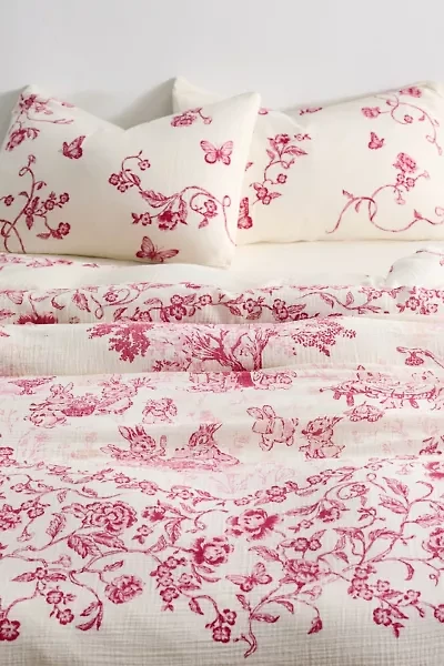 Bunny Toile Patterned Cotton Gauze Duvet Cover
