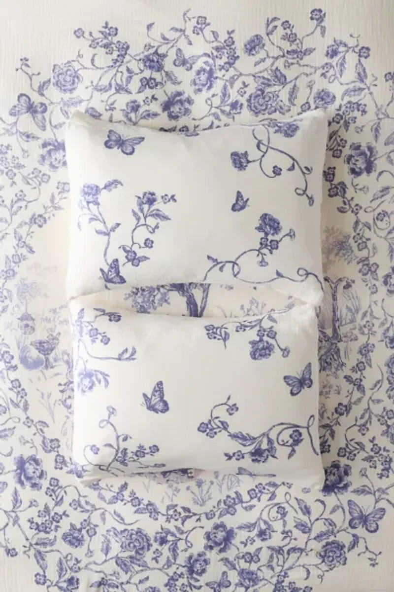 Bunny Toile Patterned Cotton Gauze Sham Set