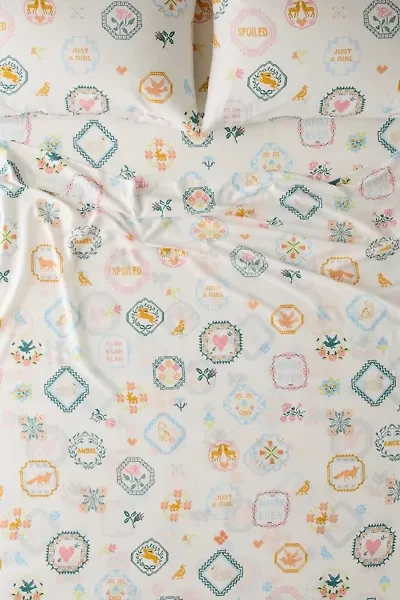 Birdie Needlepoint Patterned Sheet Set