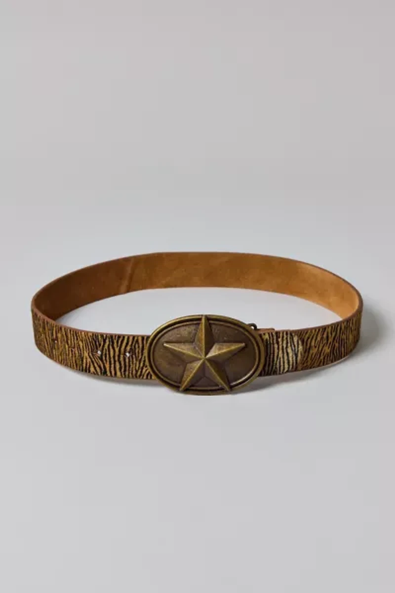 Animal Print Calf Hair Buckle Belt