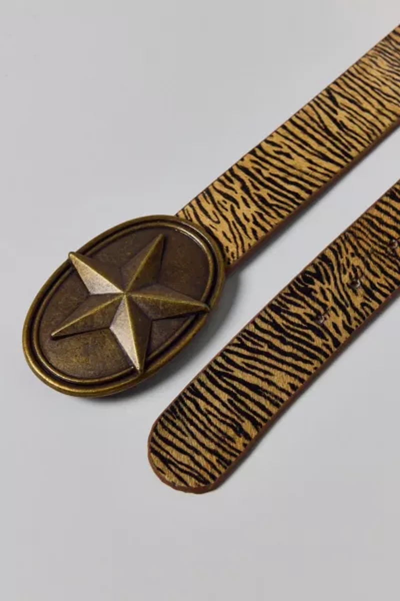 Animal Print Calf Hair Buckle Belt