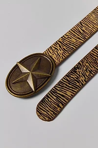 Animal Print Calf Hair Buckle Belt
