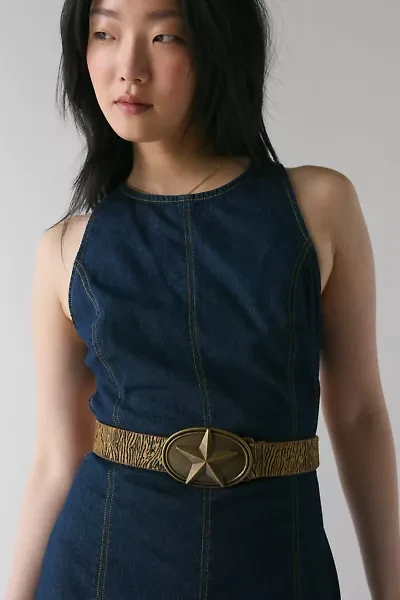 Animal Print Calf Hair Buckle Belt