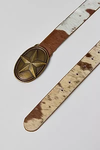 Animal Print Calf Hair Star Buckle Belt