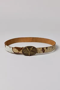 Animal Print Calf Hair Star Buckle Belt