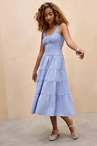 Kimchi Blue Marlowe Stripe Shirred Midi Dress