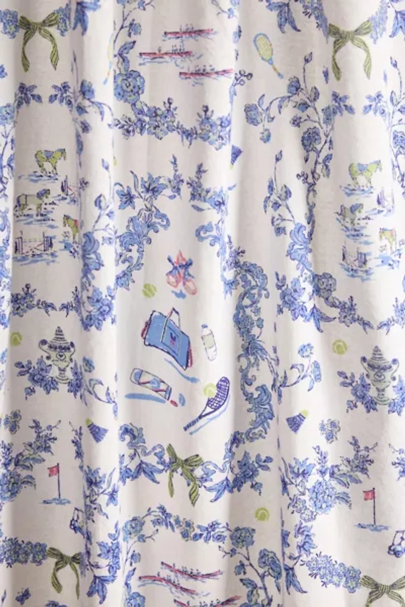 Preppy Toile Patterned Café Curtain Set