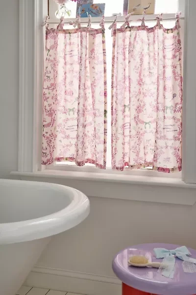 Preppy Toile Patterned Café Curtain Set