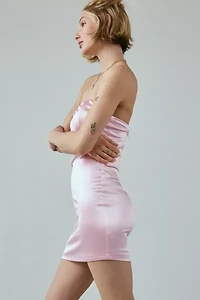 UO Vivien Corseted Strapless Satin Mini Dress