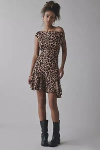 UO Happy Hour Asymmetrical Off-The-Shoulder Mini Dress