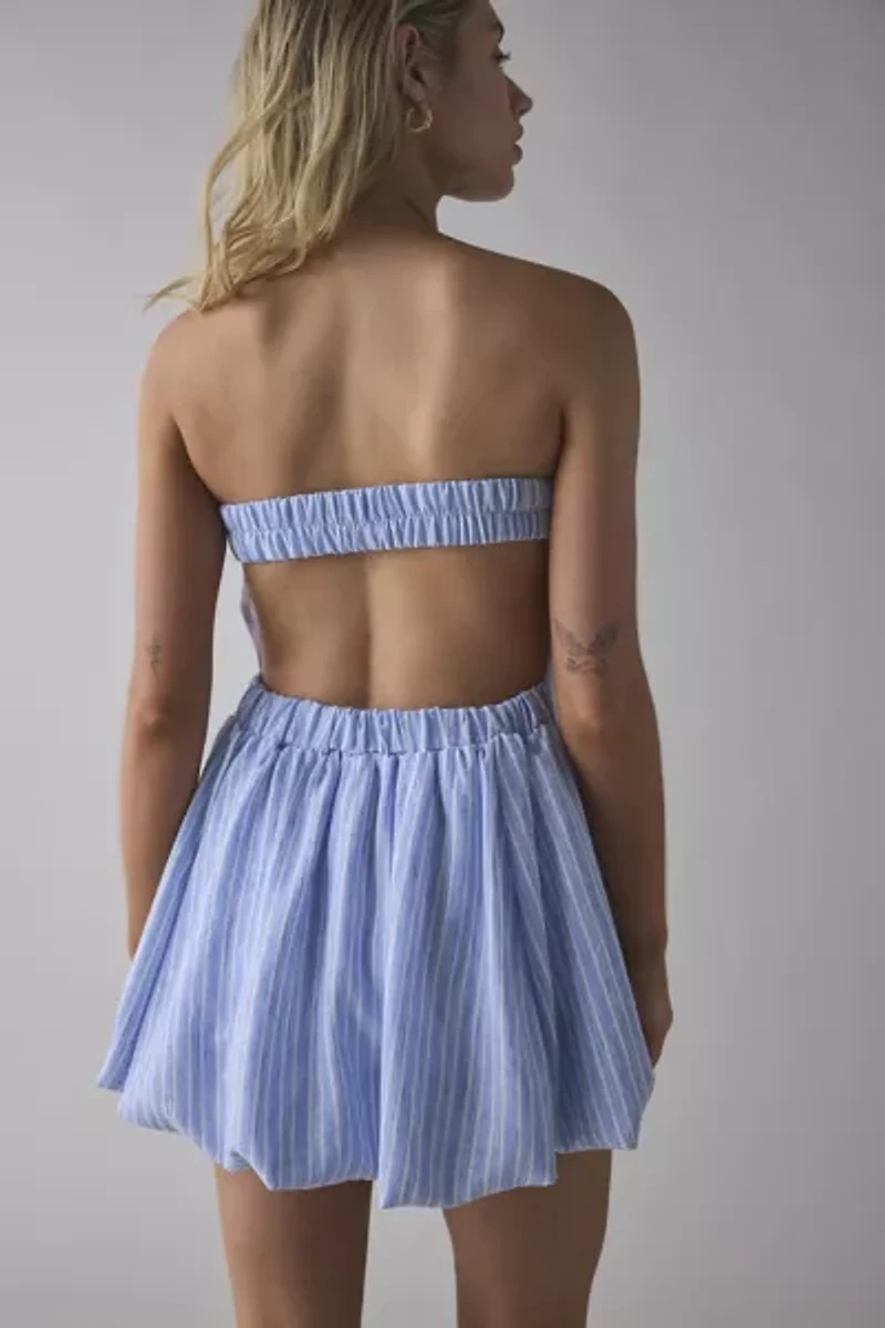 Kimchi Blue Coastal Stripe Strapless Open-Back Bubble Romper