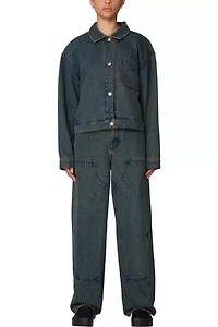 OBEY Ines Boxy Cropped Denim Jacket