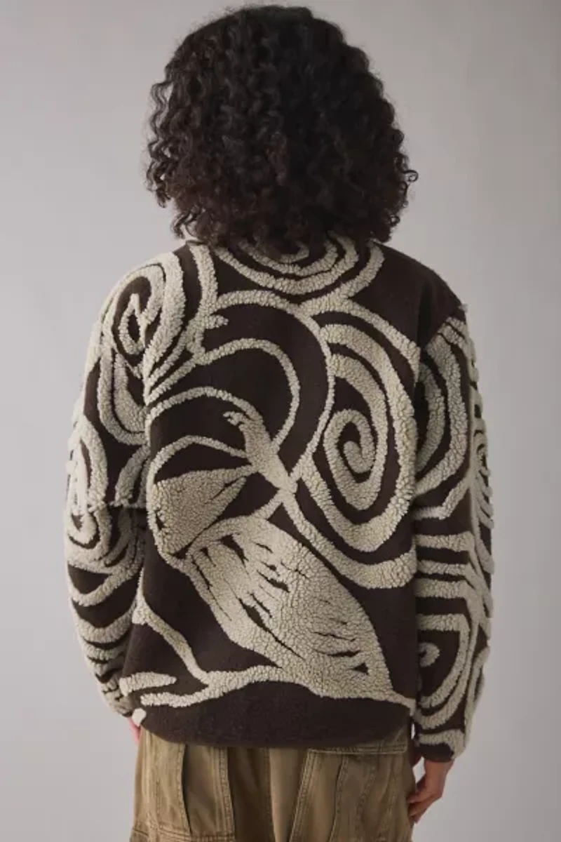 OBEY Swirls Jacquard Piled Fleece Zip-Up Jacket