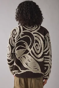 OBEY Swirls Jacquard Piled Fleece Zip-Up Jacket