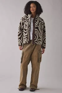 OBEY Swirls Jacquard Piled Fleece Zip-Up Jacket