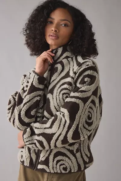 OBEY Swirls Jacquard Piled Fleece Zip-Up Jacket