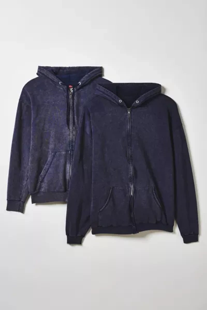 ReMADE By UO Acid Wash Zip-Up Hoodie Sweatshirt