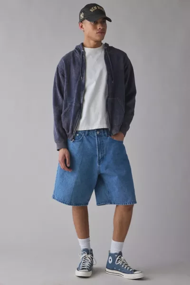 ReMADE By UO Acid Wash Zip-Up Hoodie Sweatshirt