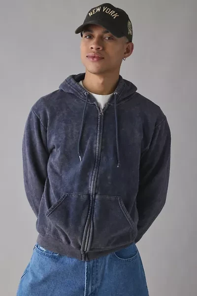 ReMADE By UO Acid Wash Zip-Up Hoodie Sweatshirt