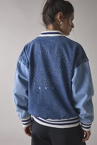 Starter Colorblock Denim Varsity Bomber Jacket