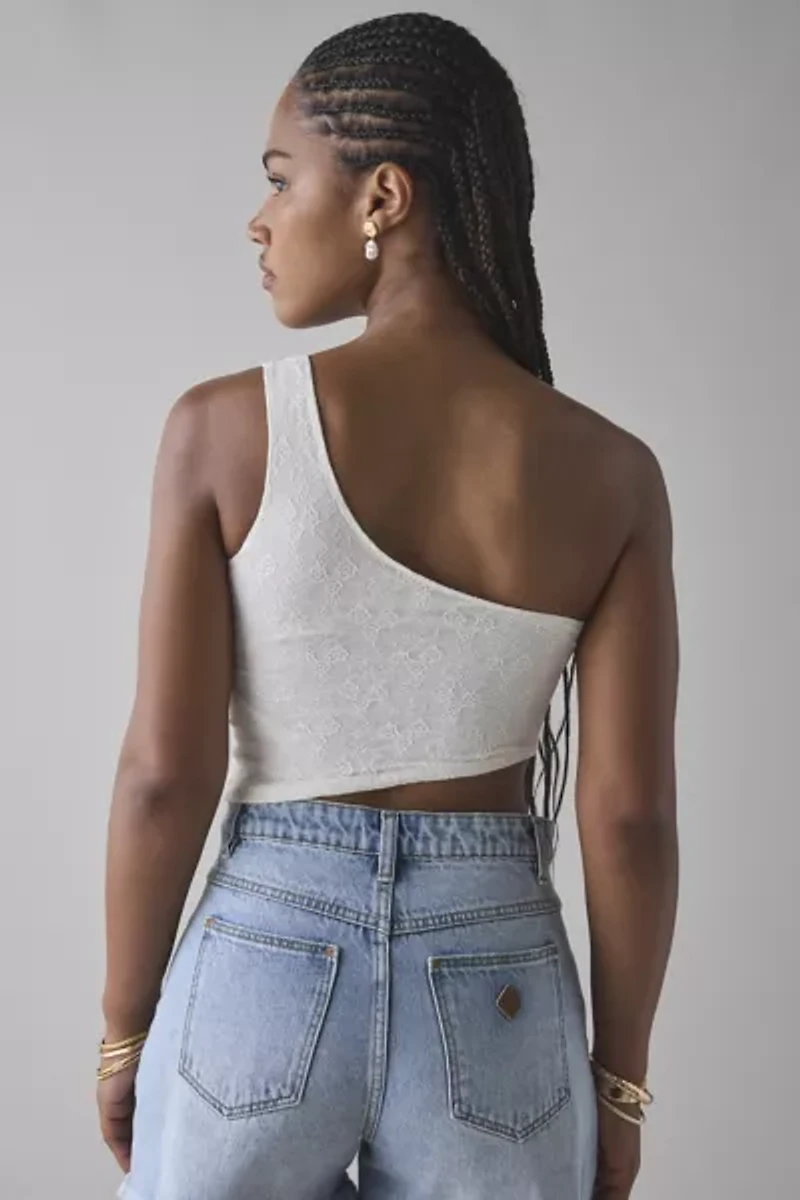 UO Harlow Lace Asymmetrical One-Shoulder Crop Top