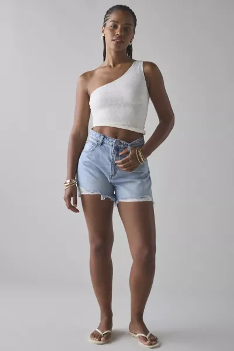 UO Harlow Lace Asymmetrical One-Shoulder Crop Top