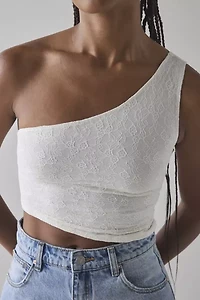 UO Harlow Lace Asymmetrical One-Shoulder Crop Top