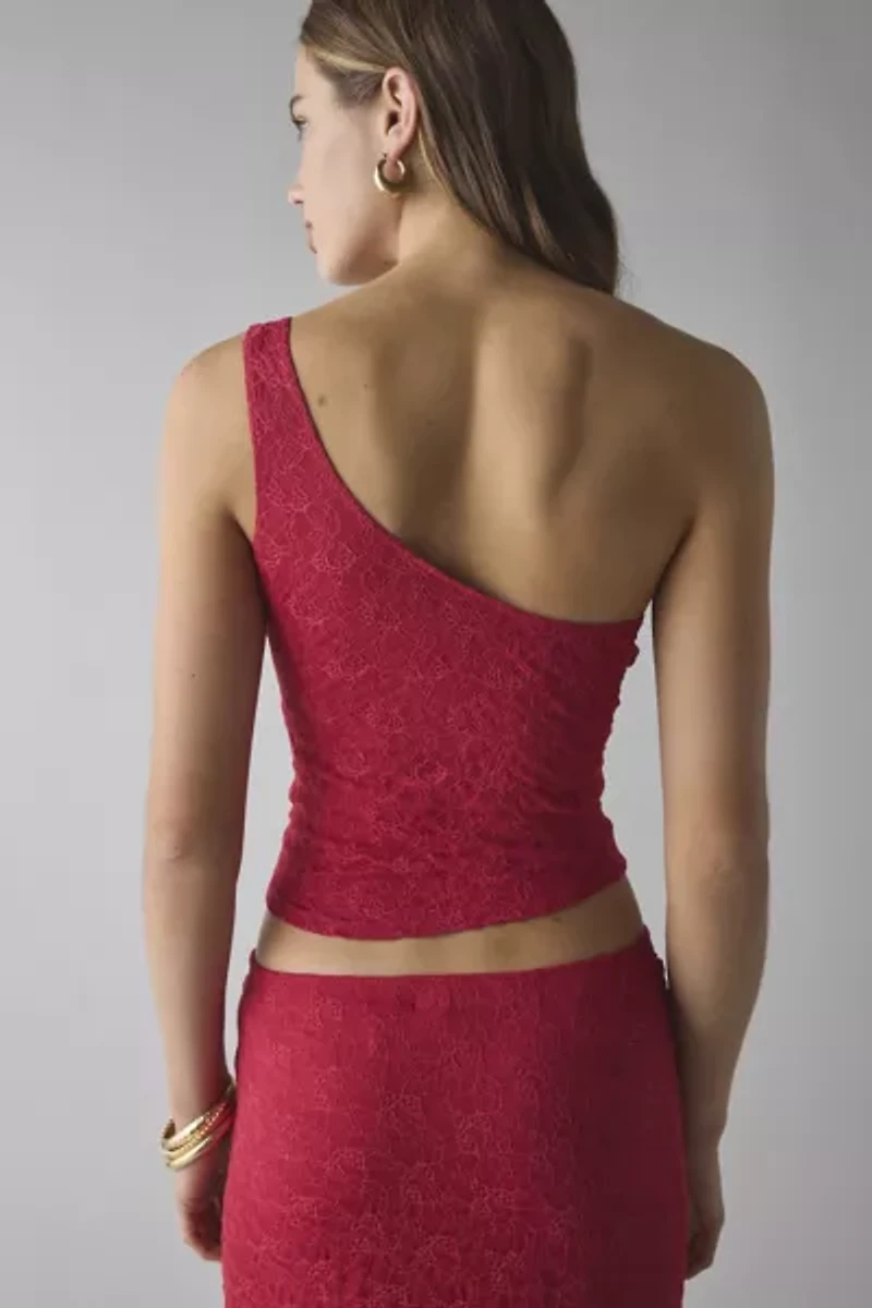 UO Harlow Lace Asymmetrical One-Shoulder Crop Top
