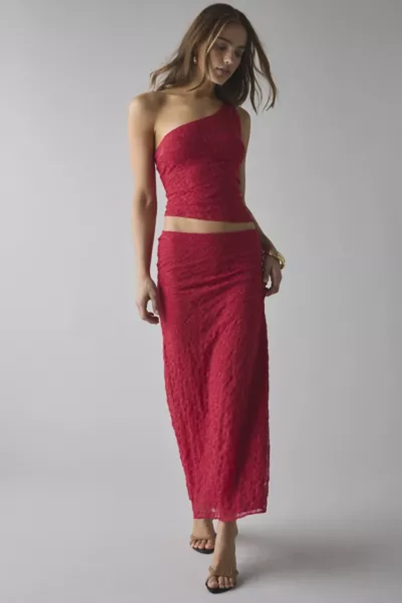 UO Harlow Lace Asymmetrical One-Shoulder Crop Top