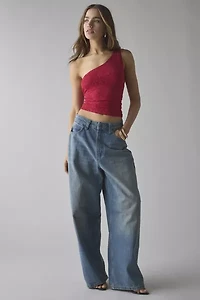 UO Harlow Lace Asymmetrical One-Shoulder Crop Top