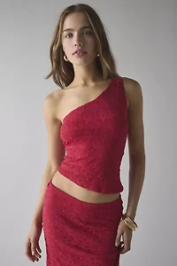 UO Harlow Lace Asymmetrical One-Shoulder Crop Top