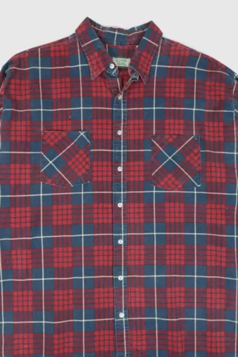 Vintage Red Plaid Button-Down Shirt