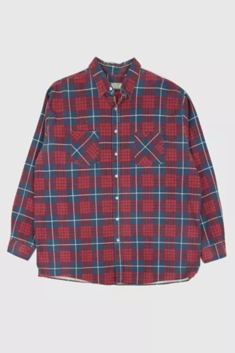 Vintage Red Plaid Button-Down Shirt