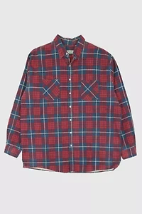 Vintage Red Plaid Button-Down Shirt