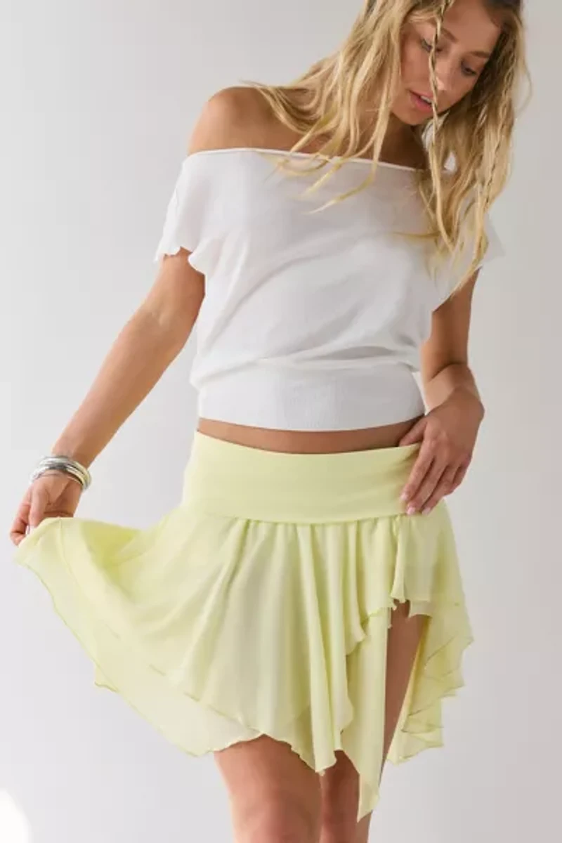 Kimchi Blue Finley Low-Rise Asymmetrical Hanky Hem Midi Skirt