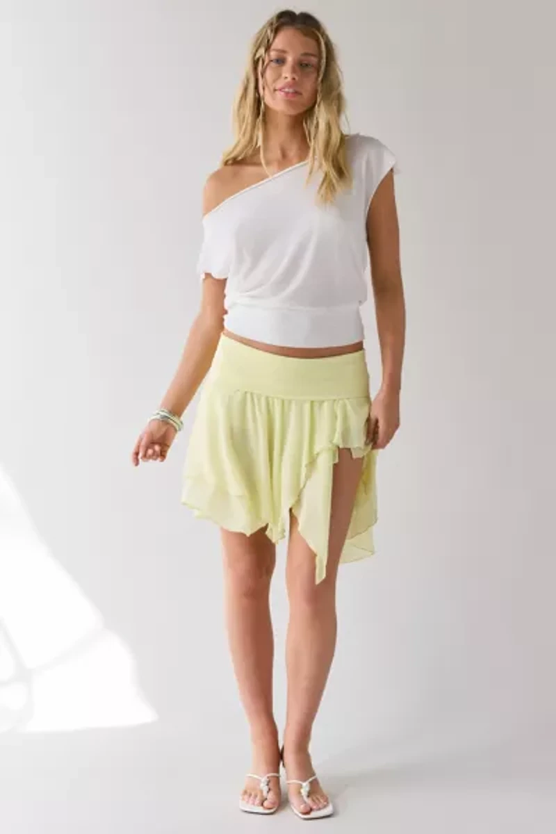 Kimchi Blue Finley Low-Rise Asymmetrical Hanky Hem Midi Skirt