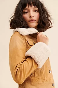 BDG Emmy Corduroy Faux Fur Trim Trucker Jacket