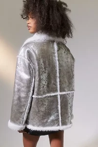 Leigh Oversized Faux Fur Trim Jacket