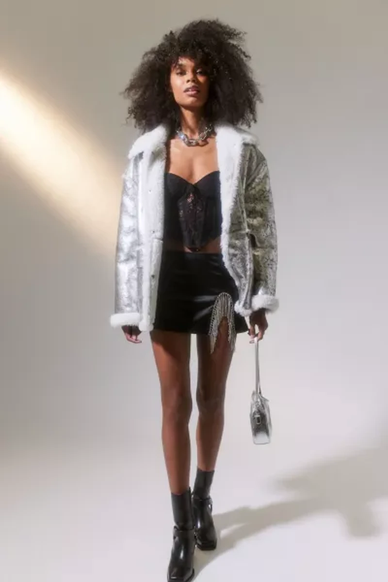 Leigh Oversized Faux Fur Trim Jacket