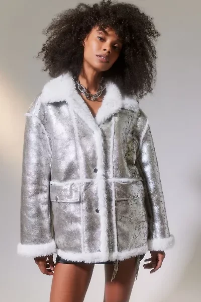 Leigh Oversized Faux Fur Trim Jacket
